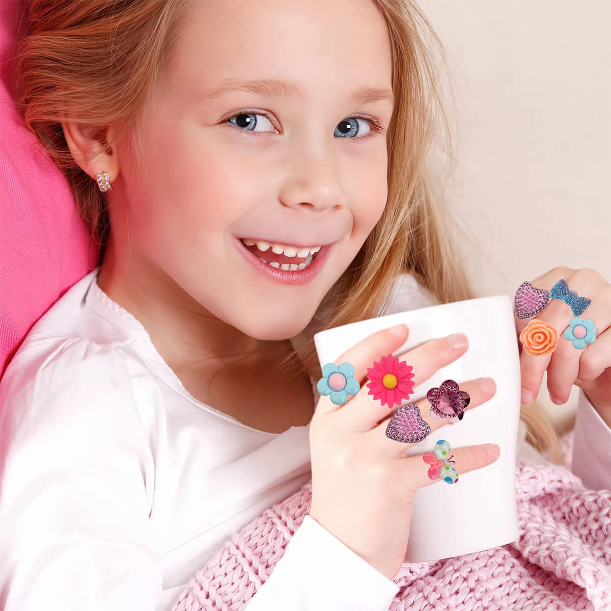 SANNIDHI 24pcs Combo Finger Rings for Girls Resin Cartoon Cute Ring Set for Girls Kids Pretend Play Dress Up, Adjustable Size Jewelry Rings with Gift Box SANNIDHI 24pcs Combo Finger Rings for Girls Resin Cartoon Cute Ring Set for Girls Kids Pretend Play Dress Up, Adjustable Size Jewelry Rings with Gift Box